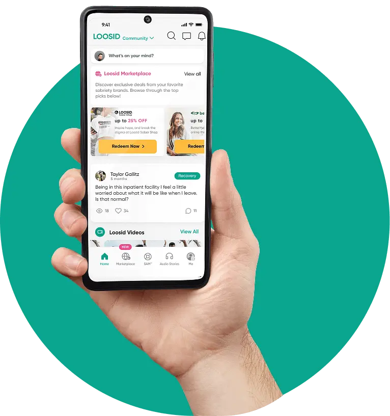Loosid sober community app on mobile